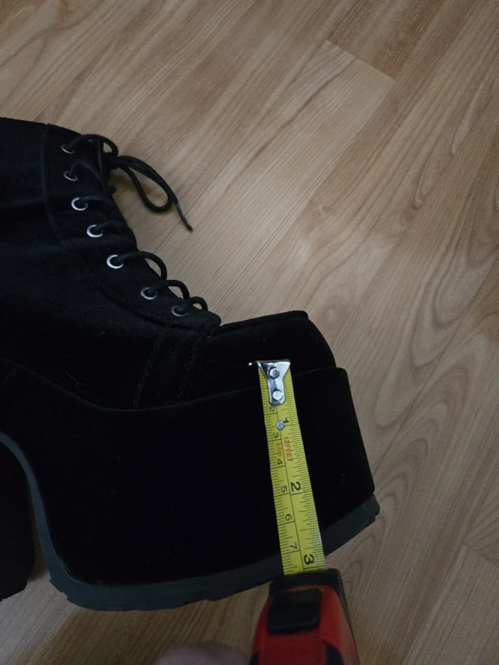 DEMONIA - Camel 203 - Black Velvet Boots - Picture 8 of 9
